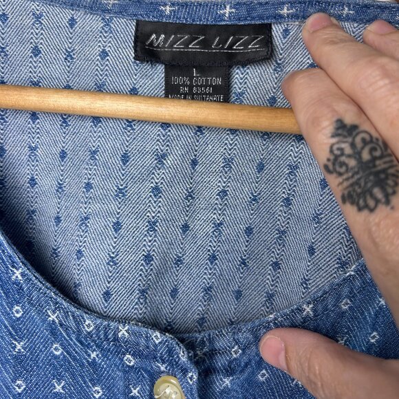 Vintage 80s Mizz Lizz Button Front Denim Shirt Dress - Picture 12 of 12